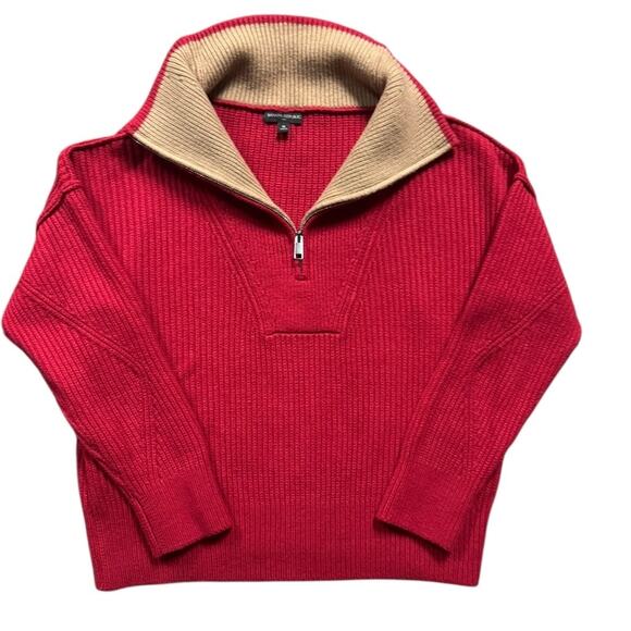 Banana Republic Oversized Half Zip Wool Blend Red Sweater Size Medium - Picture 2 of 9